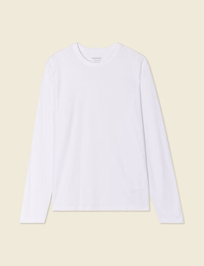 T-shirt en coton manches longues blanc homme