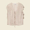 Blouse manches courtes nouée blanc femme