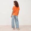 T-shirt droit col rond manches courtes orange femme