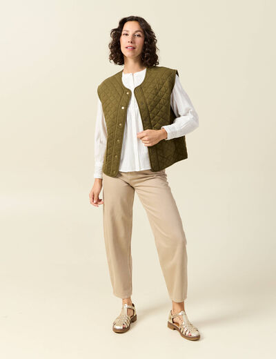 Gilet sans manches vert kaki femme