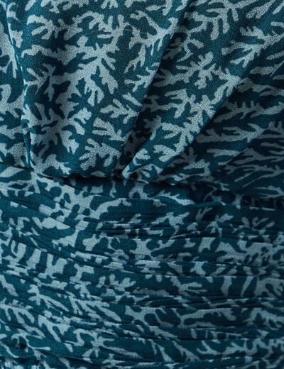 Robe &eacute;vas&eacute;e bas pliss&eacute; bleu canard femme