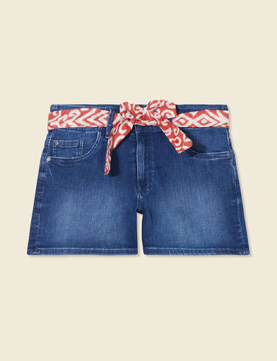 Short straight en jean denim stone femme