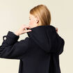 Caban oversize court &agrave; capuche bleu fonc&eacute; femme