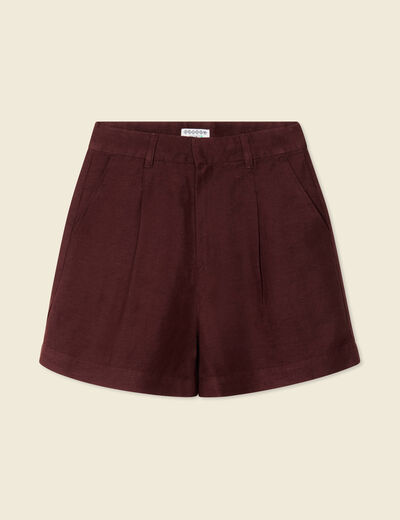 Short droit avec pinces bordeaux femme