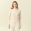 Pull fin col roul&eacute; manches longues creme femme