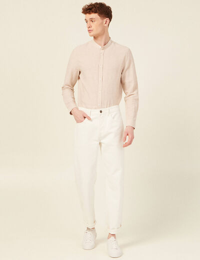 Chemise manches longues beige homme