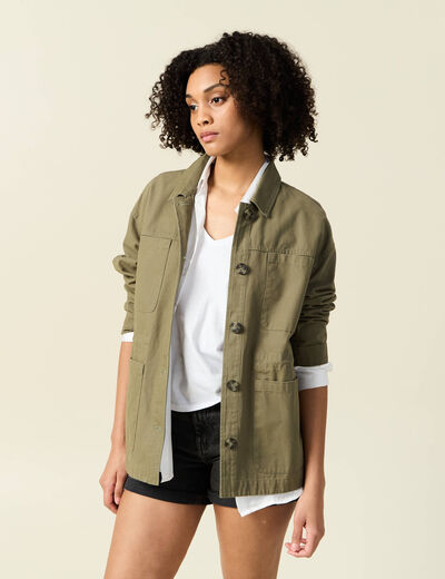 Surchemise oversize vert kaki femme