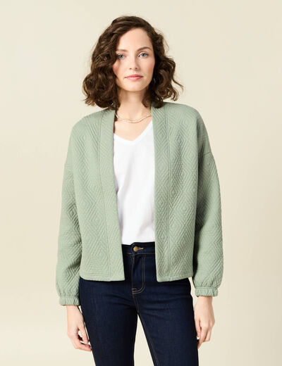 Gilet manches longues vert kaki femme
