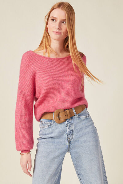 Pull manches longues 2-en-1 terracotta femme