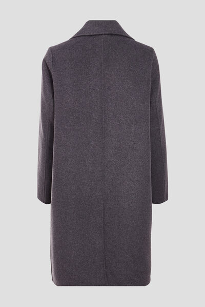 Manteau droit ample boutonné gris foncé femme