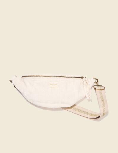 Sac banane velours côtelé creme femme