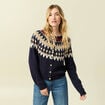 Gilet manches longues col rond bleu marine femme