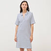 Robe manches courtes en maille ecru femme