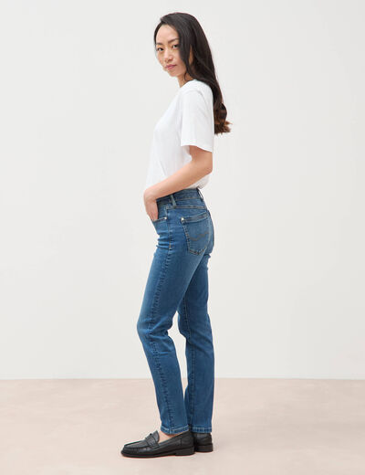 Jeans slim taille haute 7/8&egrave;me denim stone femme