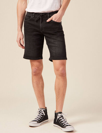 Bermuda en jean ultra stretch denim noir homme