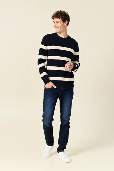 Pull manches longues bleu foncé homme