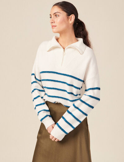 Pull camionneur ecru femme