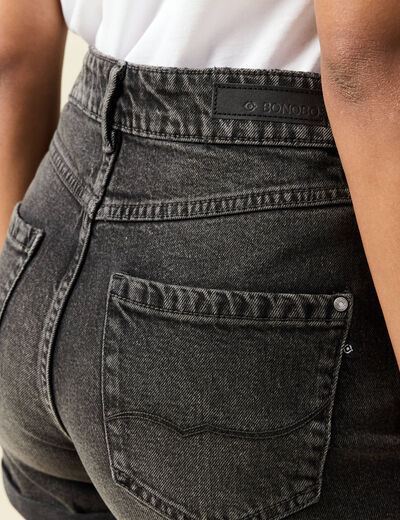 Short mom éco-responsable denim gris femme