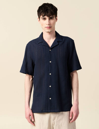 Chemise manches courtes bleu marine homme