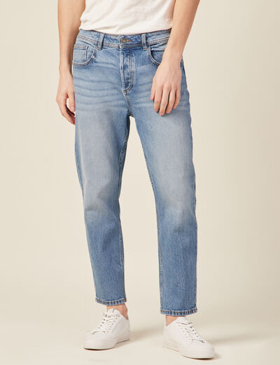 Jeans straight tapered denim stone homme