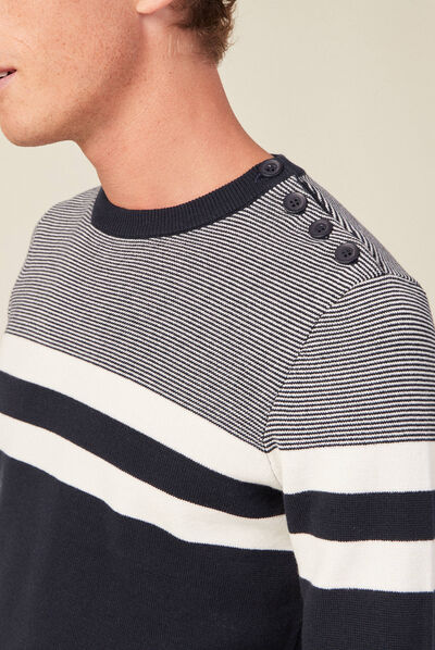 Pull manches longues bleu marine homme