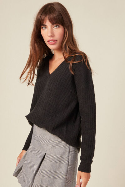 Pull éco-responsable noir femme