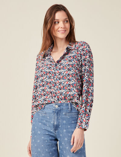 Chemise éco-responsable bleu marine femme