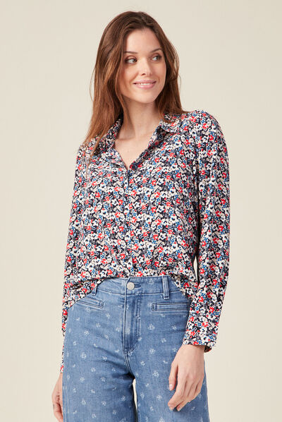 Chemise éco-responsable bleu marine femme