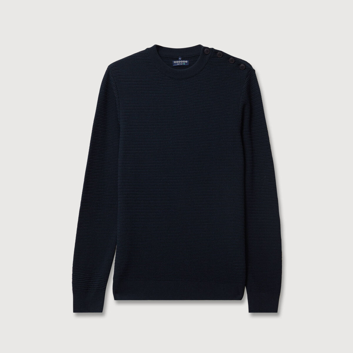 Pull col rond manches longues bleu marine homme