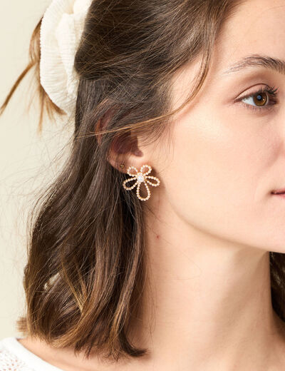 Boucles d'oreilles clous blanc femme