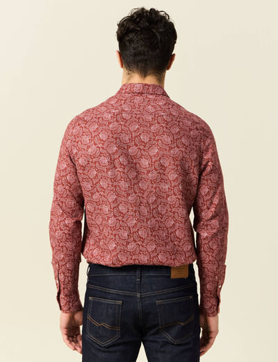 Chemise manches longues marron homme