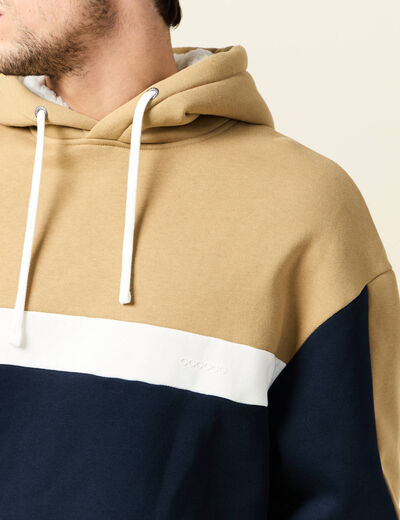 Sweat à capuche doublée bleu marine homme