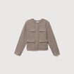 Veste &agrave; carreaux manches longues marron femme