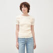 T-shirt ajust&eacute; col rond ivoire femme