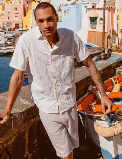 Chemise manches courtes sable homme