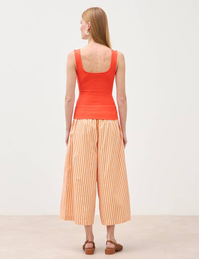 D&eacute;bardeur ajust&eacute; col carr&eacute; orange fonc&eacute; femme