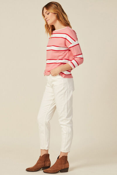 Sweat manches 3/4 rose femme