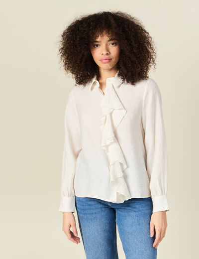 Chemise manches longues ecru femme