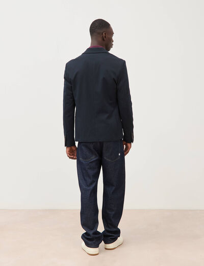 Veste blazer cintr&eacute;e bleu marine homme