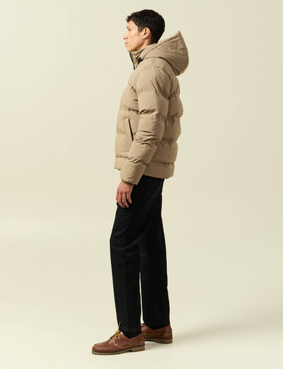 Doudoune avec capuche taupe homme