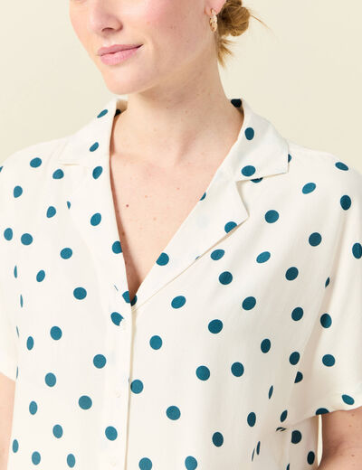 Chemise manches courtes bleu canard femme