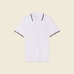Polo cintr&eacute; en coton manches courtes blanc homme