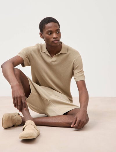 Polo manches courtes beige homme