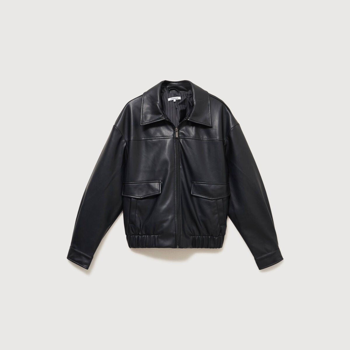 Blouson oversize manches longues noir femme