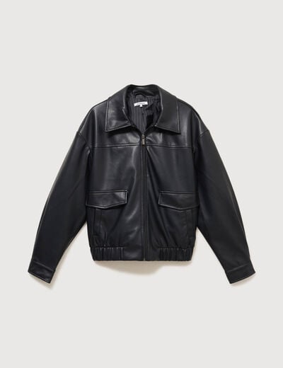 Blouson oversize manches longues noir femme