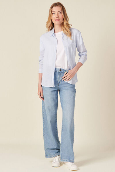 Jeans flare taille haute denim used femme