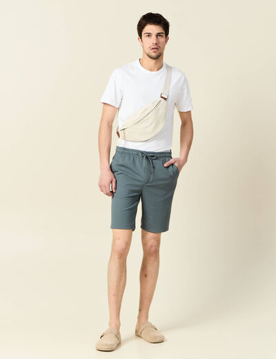 Short droit avec cordon vert foncé homme