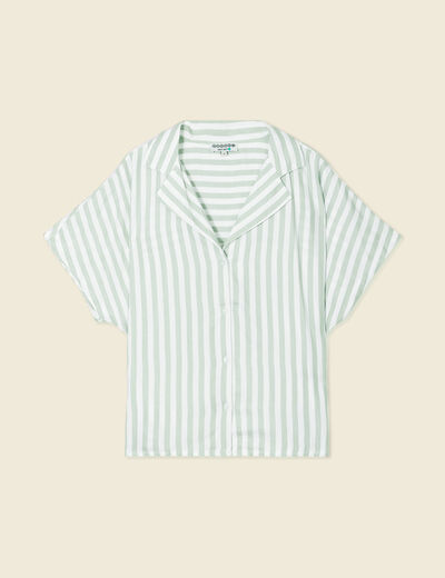 Chemise manches 3/4 vert olive femme