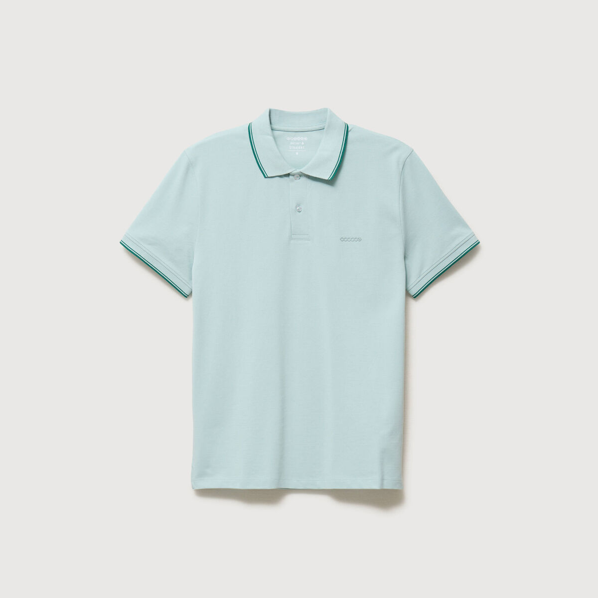 Polo cintr&eacute; en coton manches courtes bleu gris homme