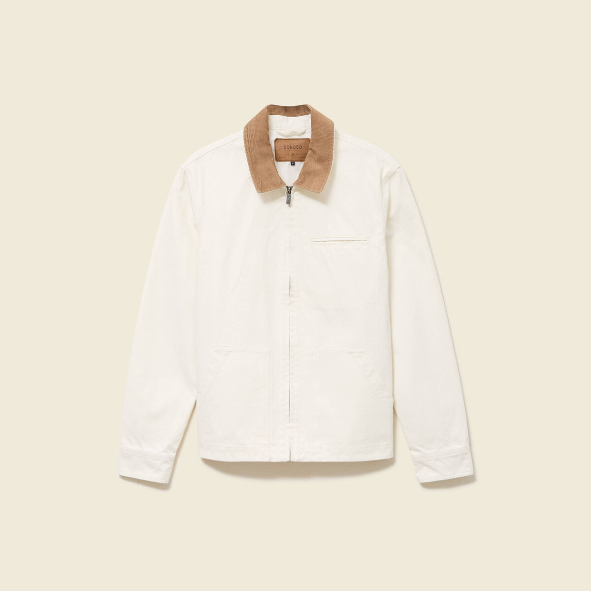 Blouson manches longues en coton ecru homme